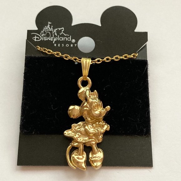 Gold Minnie Mouse Necklace Vintage Pendant Plated 20" Disney Disneyana Mickey - Picture 4 of 12